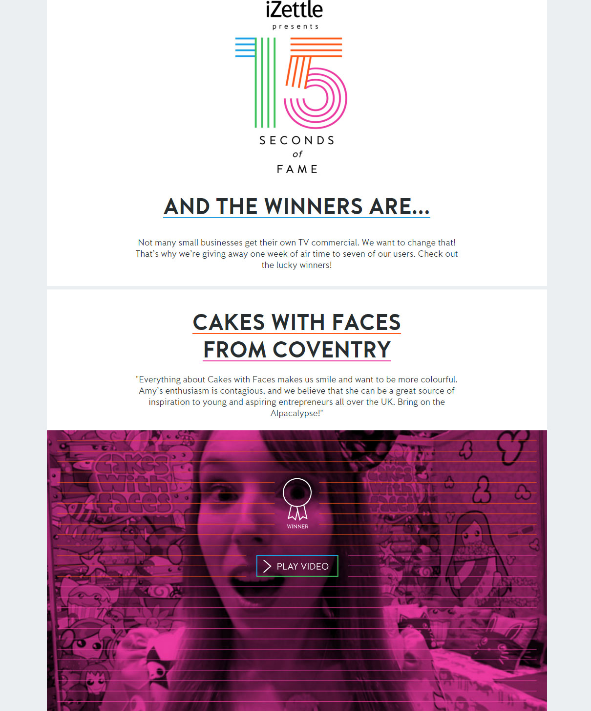 iZettle 15 Seconds of Fame winner - Cakes with Faces