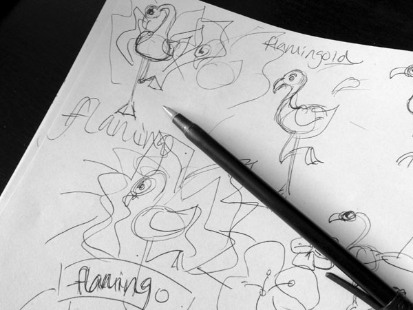 Flamingo rough sketch