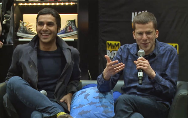 Shark Cushion with Jesse Eisenberg and Kunal Nayyar (Raj from the Big Bang Theory)
