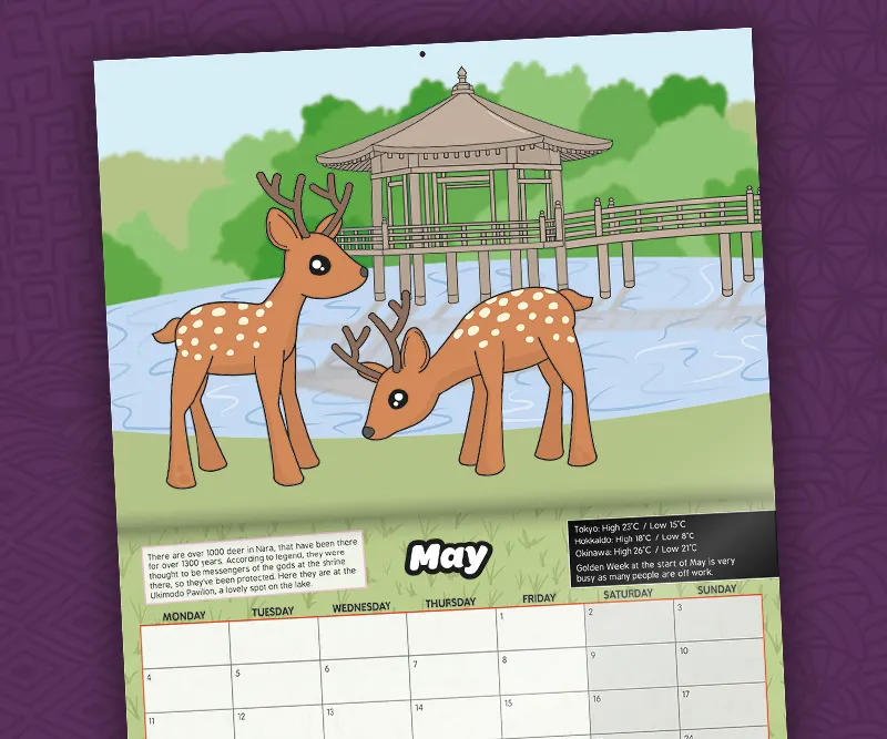 2027 Japan Calendar: Nara deer