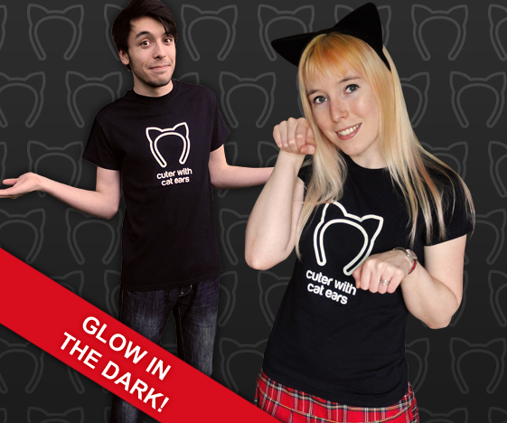 Glow in the dark cute with cat ears t-shirt