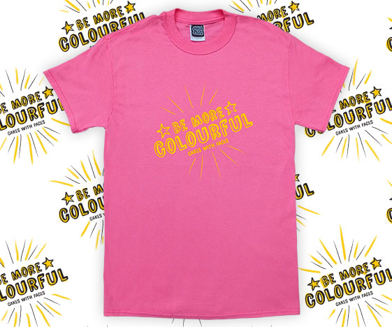Bright pink be more colourful mens t-shirts