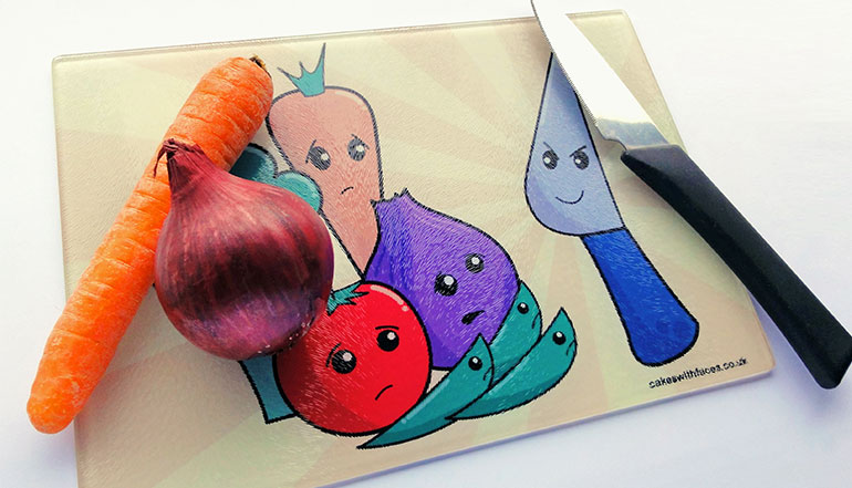 Funky vegetable chopping board