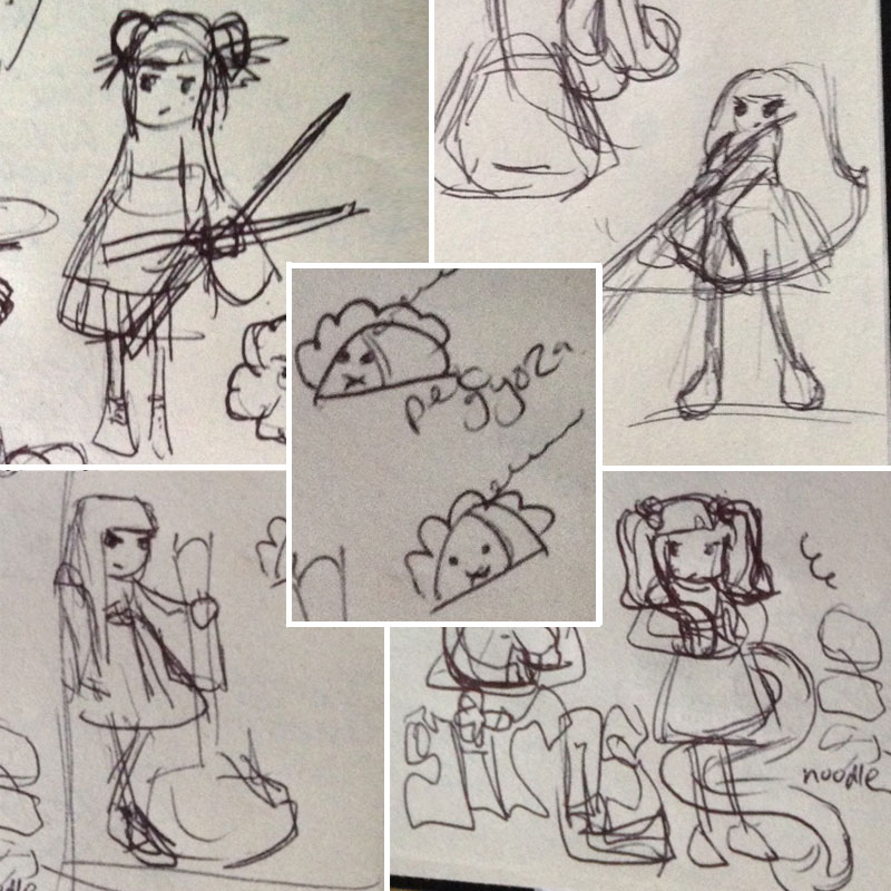 Tokyo Ramen Girls rough sketches