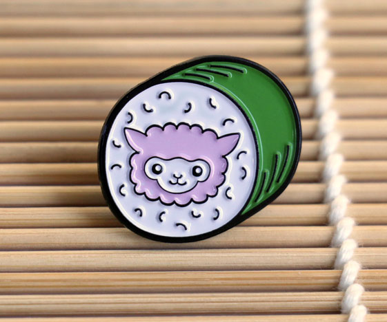 Alpaca sushi enamel pin badge