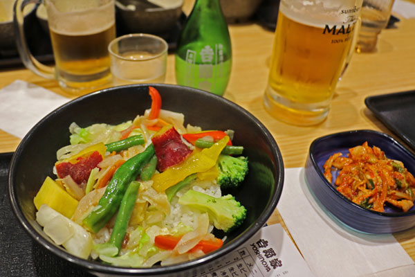 Veggie bowl at Yoshinoya in Japan