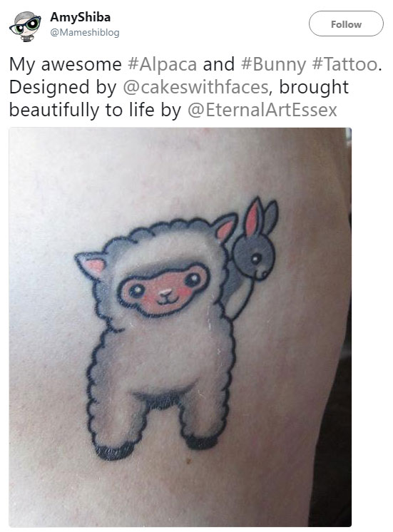 Cute Alpaca & Bunny Tattoo