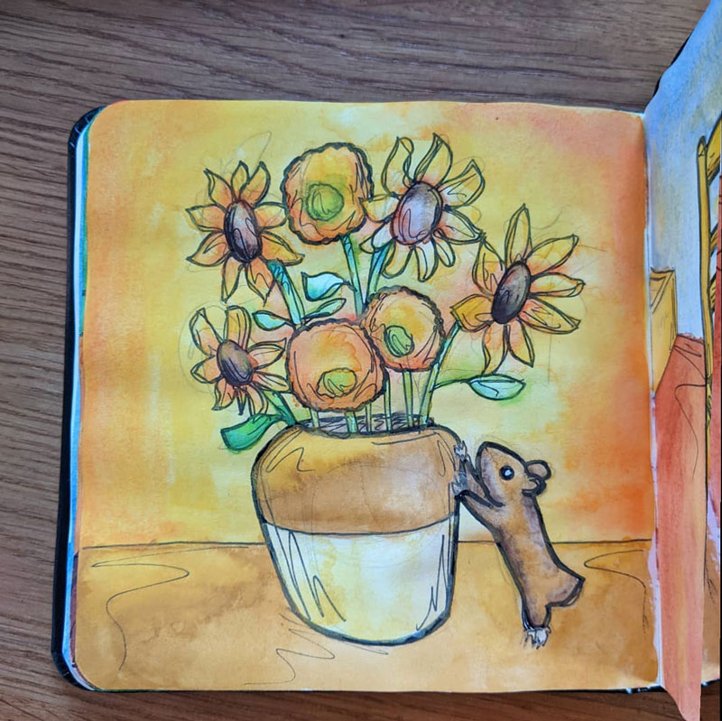 Hamster Sunflowers by Van Gogh