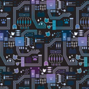 Circuitboard Cats Pattern