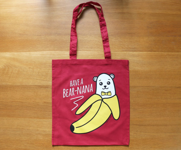 Banana Bear Pun Tote Bag - Red